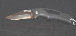 Schrade Folding Camp Knife, rubber handle, Lanyard hole Tang : Schrade USA