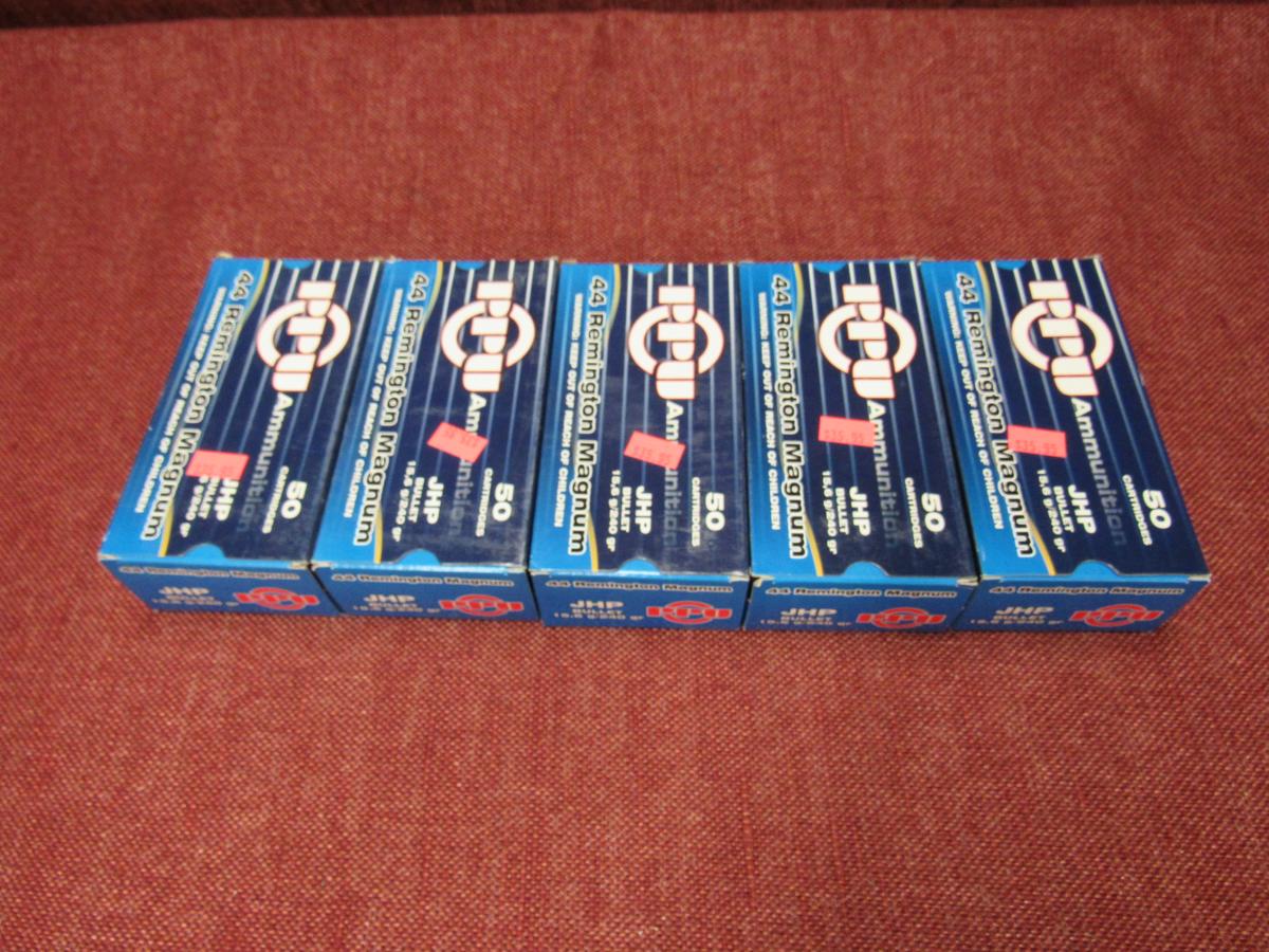 5 boxes of  PPU 44 rem mag ammo, 240 gr,