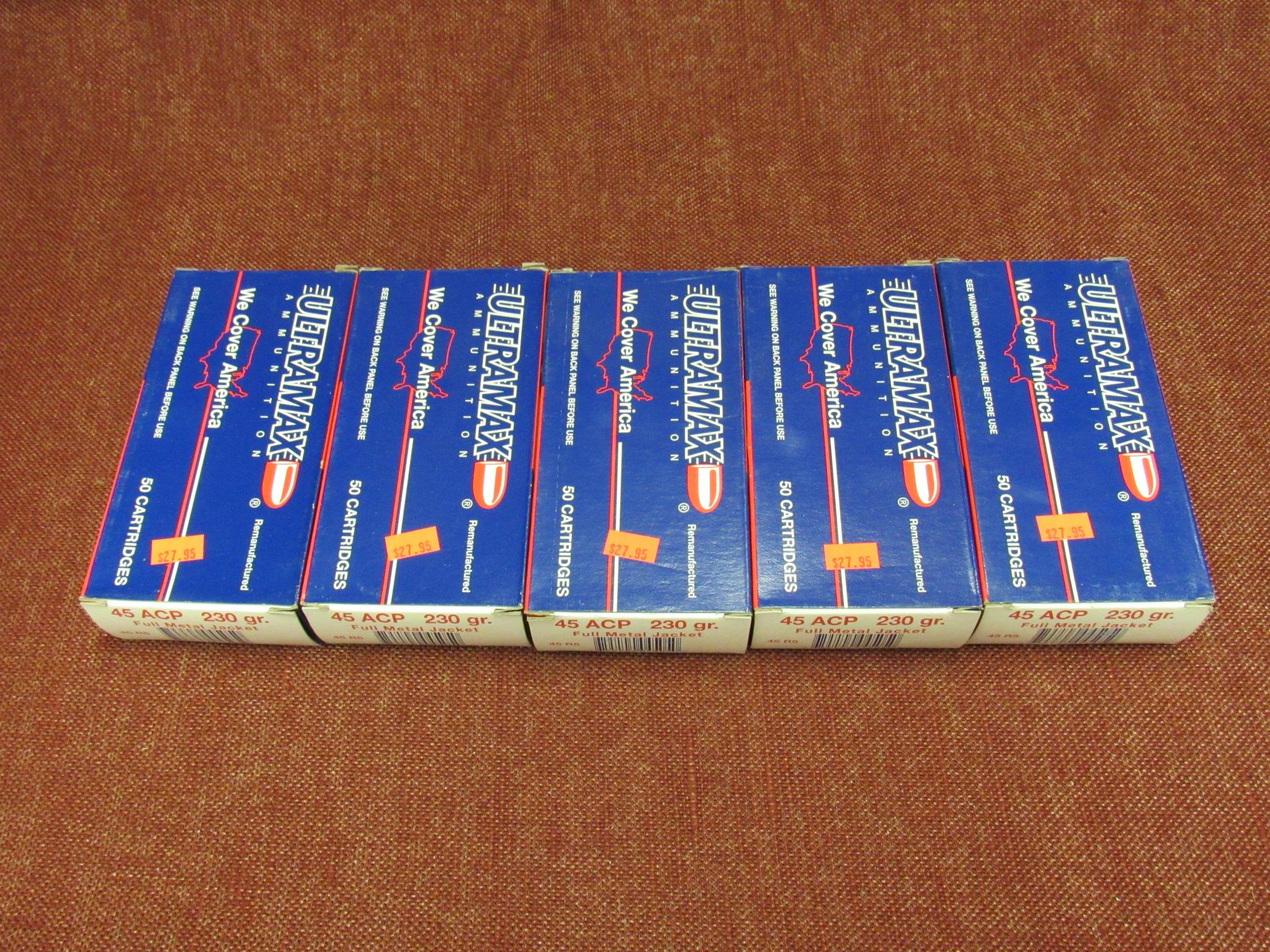 5 boxes of 45 acp 230 gr ammo