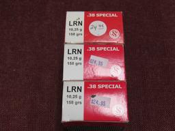 3 boxes of LRN 38 special ammo, 158 gr.
