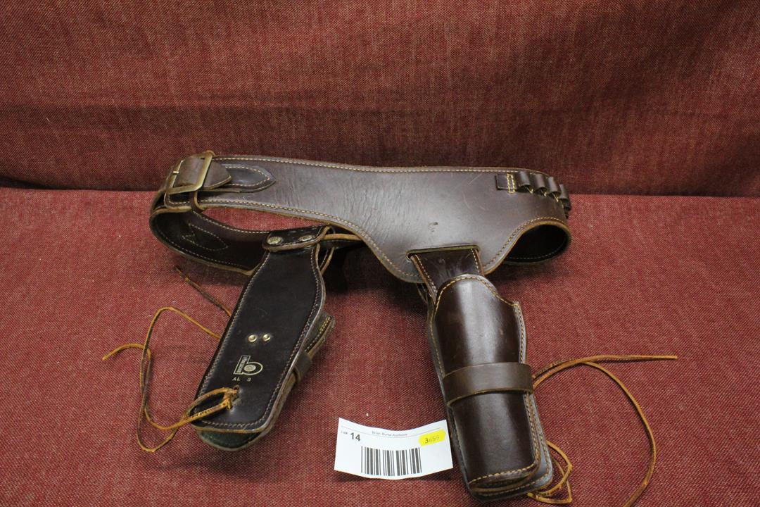 leather double holsters bullet belt. bucheimer 7145 L