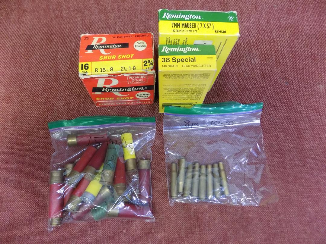 Misc Ammo Lot, 13 rds of 7mm Mauser, 4pcs of Brass