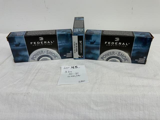 3 boxes of Federal Power-Shok, 30-30 Win 170gr, Soft PointRN