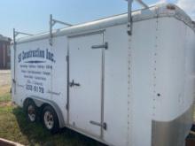 2000 CargoMate 16ft x 8ft Enclosed Trailer with Ladder Racks.