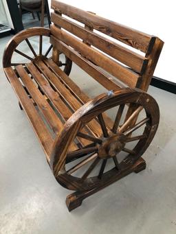 Wooden Wagon Wheel Bench