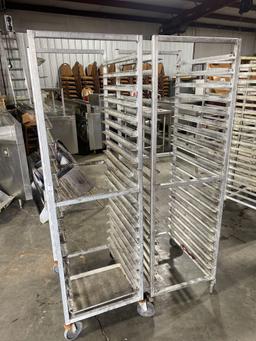 (2) Stainless Rolling Pan Racks