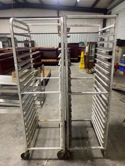 (2) Stainless Rolling Pan Racks