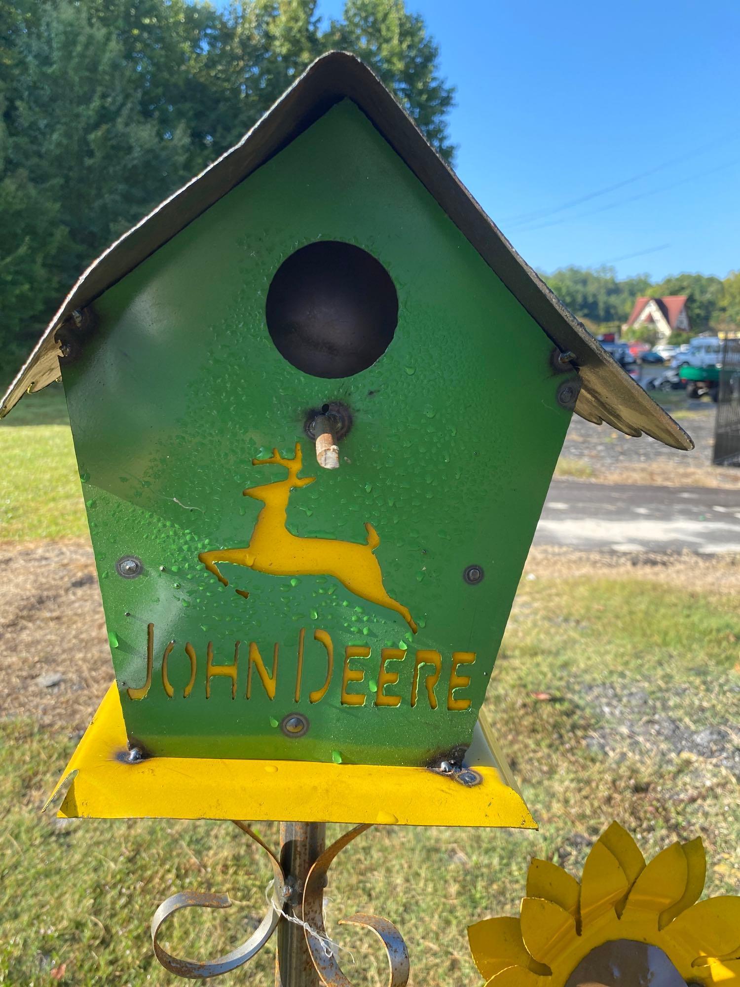 Metal John Deere Birdhouse Stand