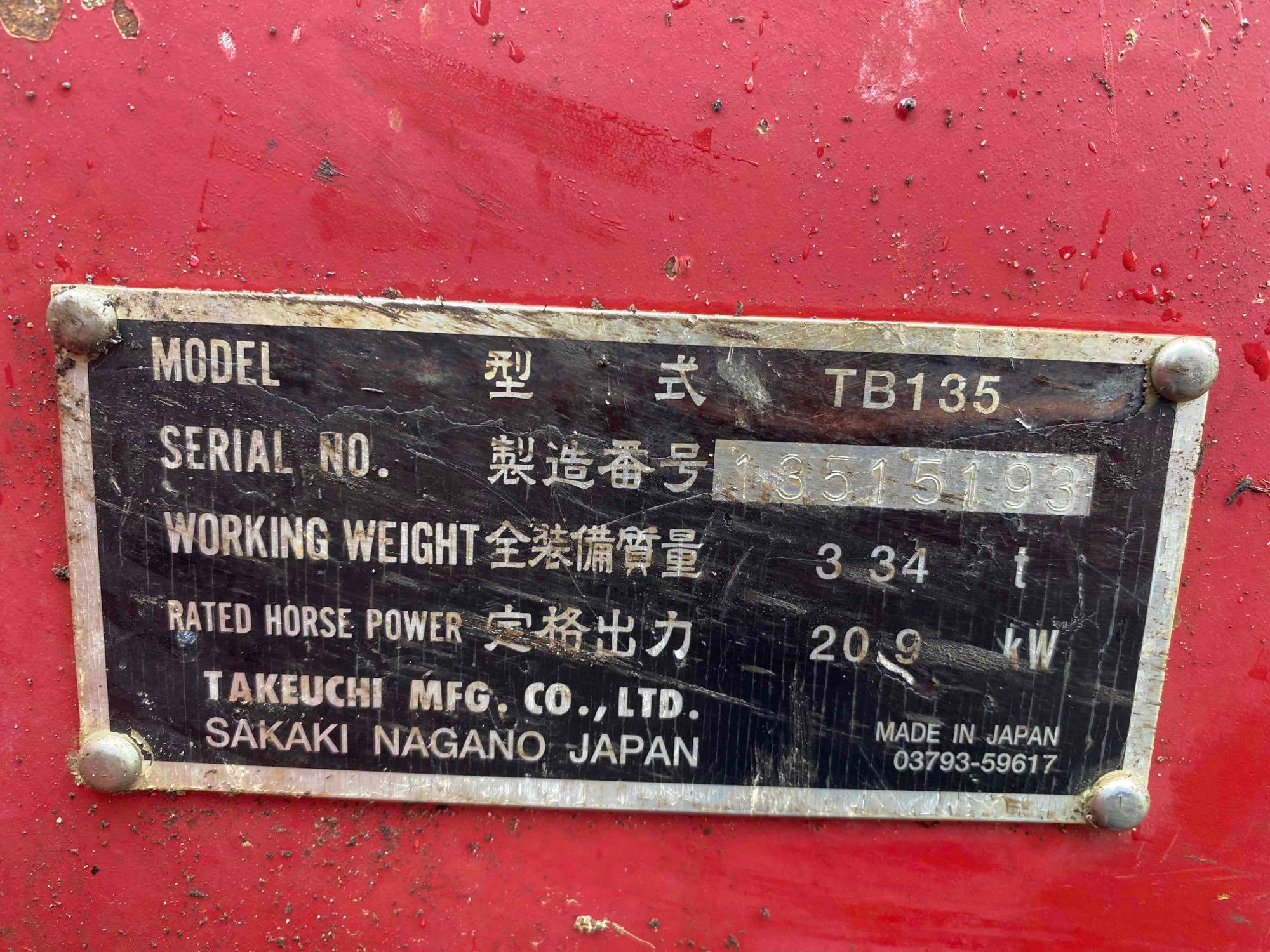 Takeuchi TB135 Mini Excavator