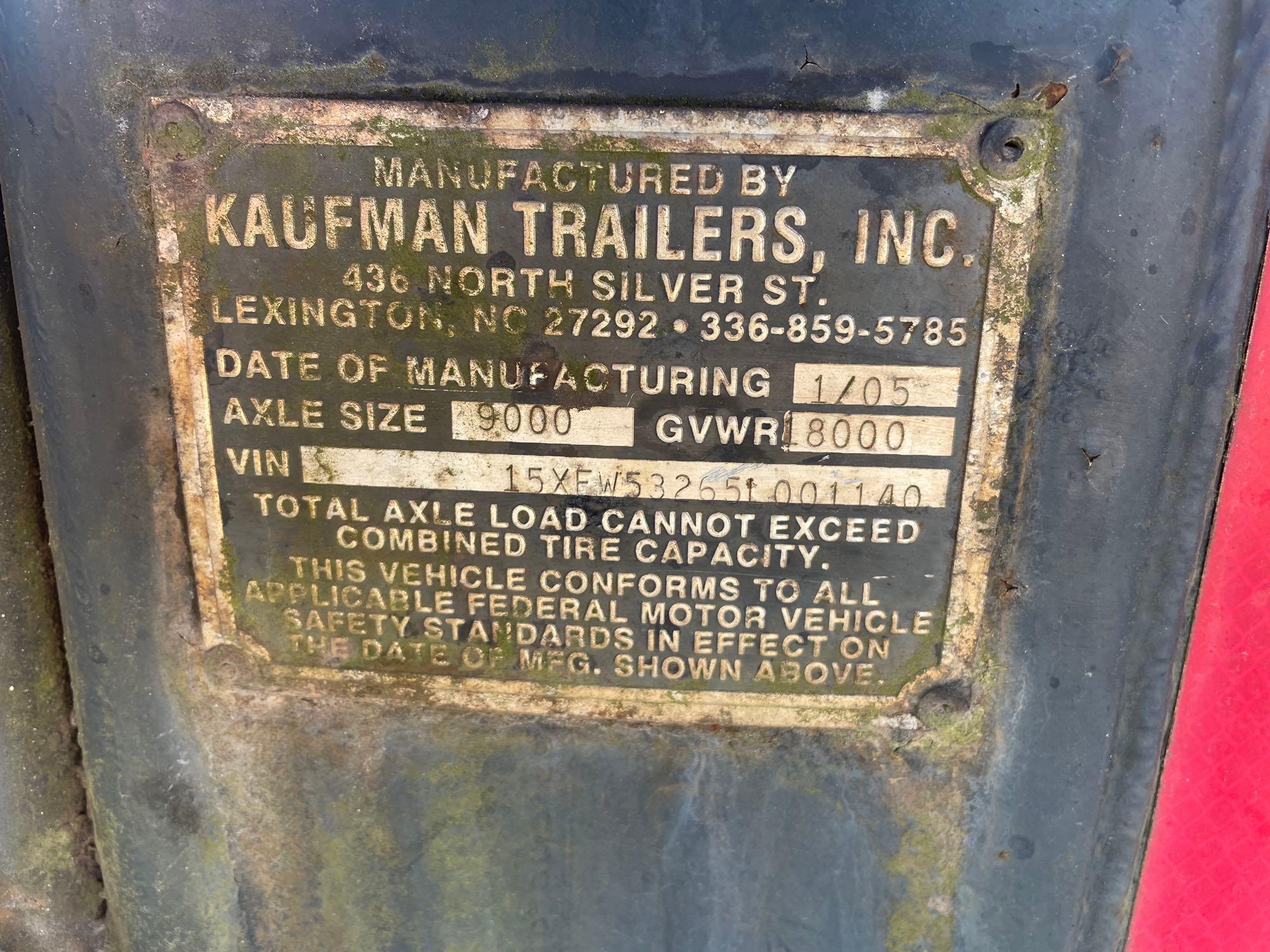 2005 Kaufman Trailers Car Hauler, VIN # 15XFW53265L001140