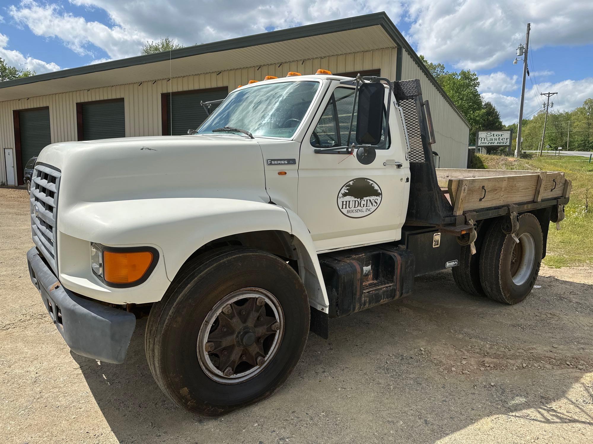 1997 Ford F700 Flatbed Dump Truck, VIN # 1FDPF7082VVA10840