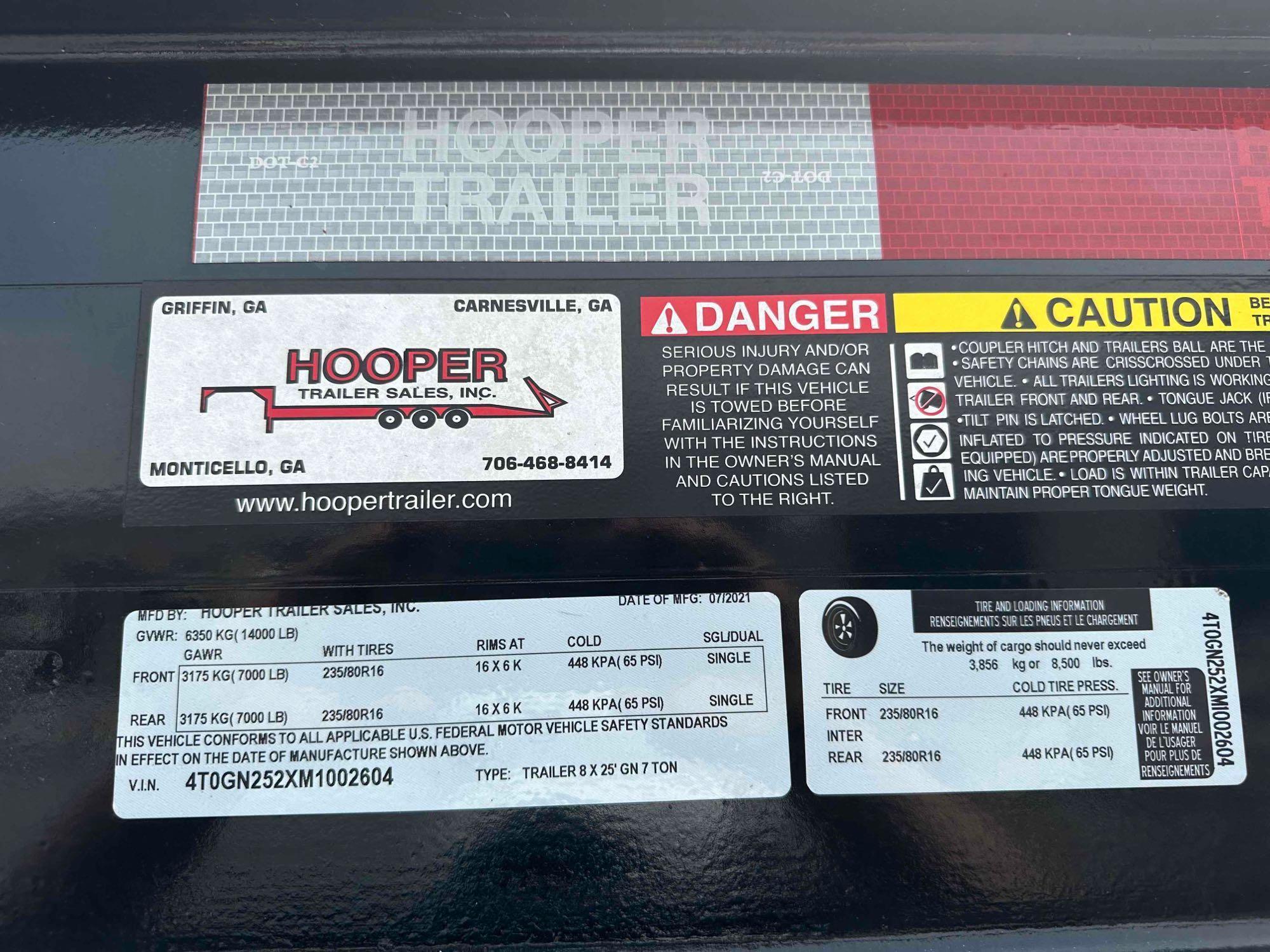 2021 Hooper 25ft Gooseneck Flatbed Trailer