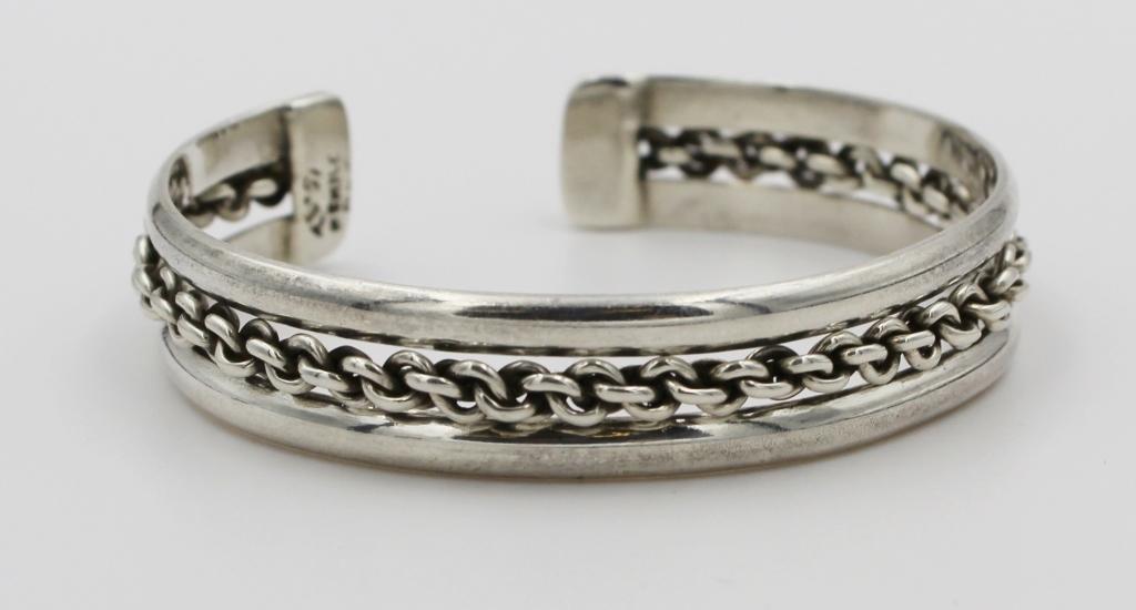 VINTAGE .925 STERLING SILVER ROPE CUFF BRACELET VINTAGE .925 STERLING SILVER DECORATIVE ROPE CUFF BR