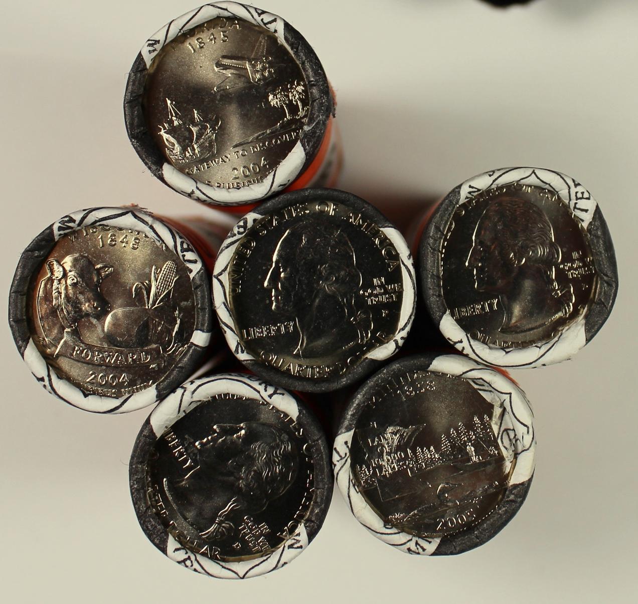 6-ROLLS SEALED BANK WRAPPED STATE QUARTERS