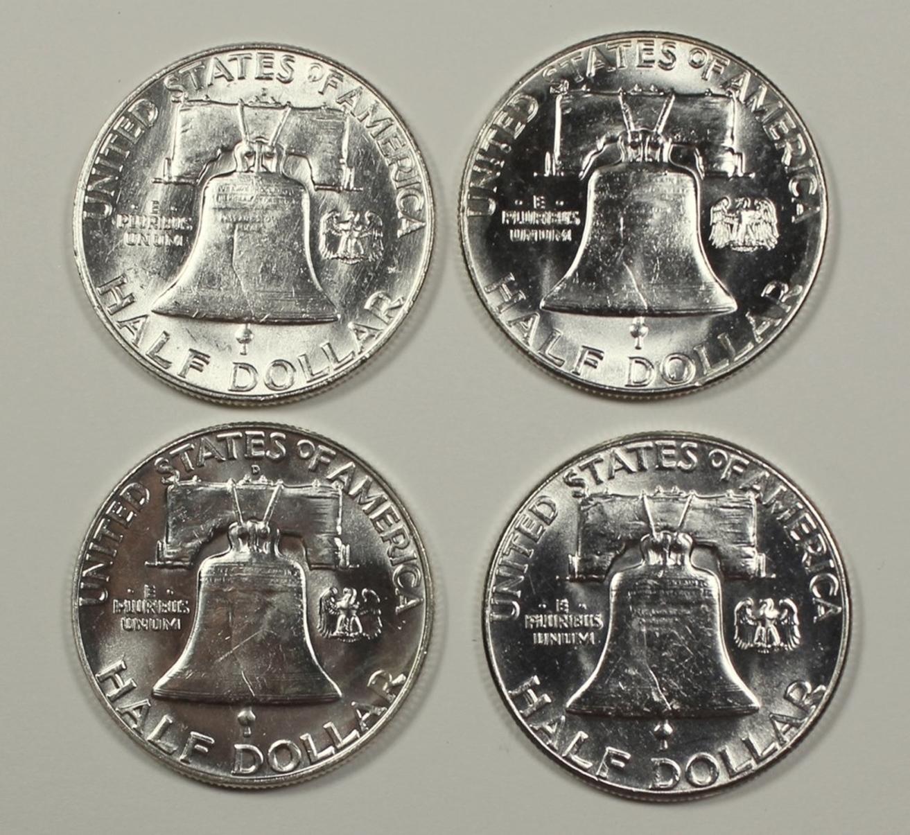 4-CH BU FRANKLIN HALF DOLLARS: