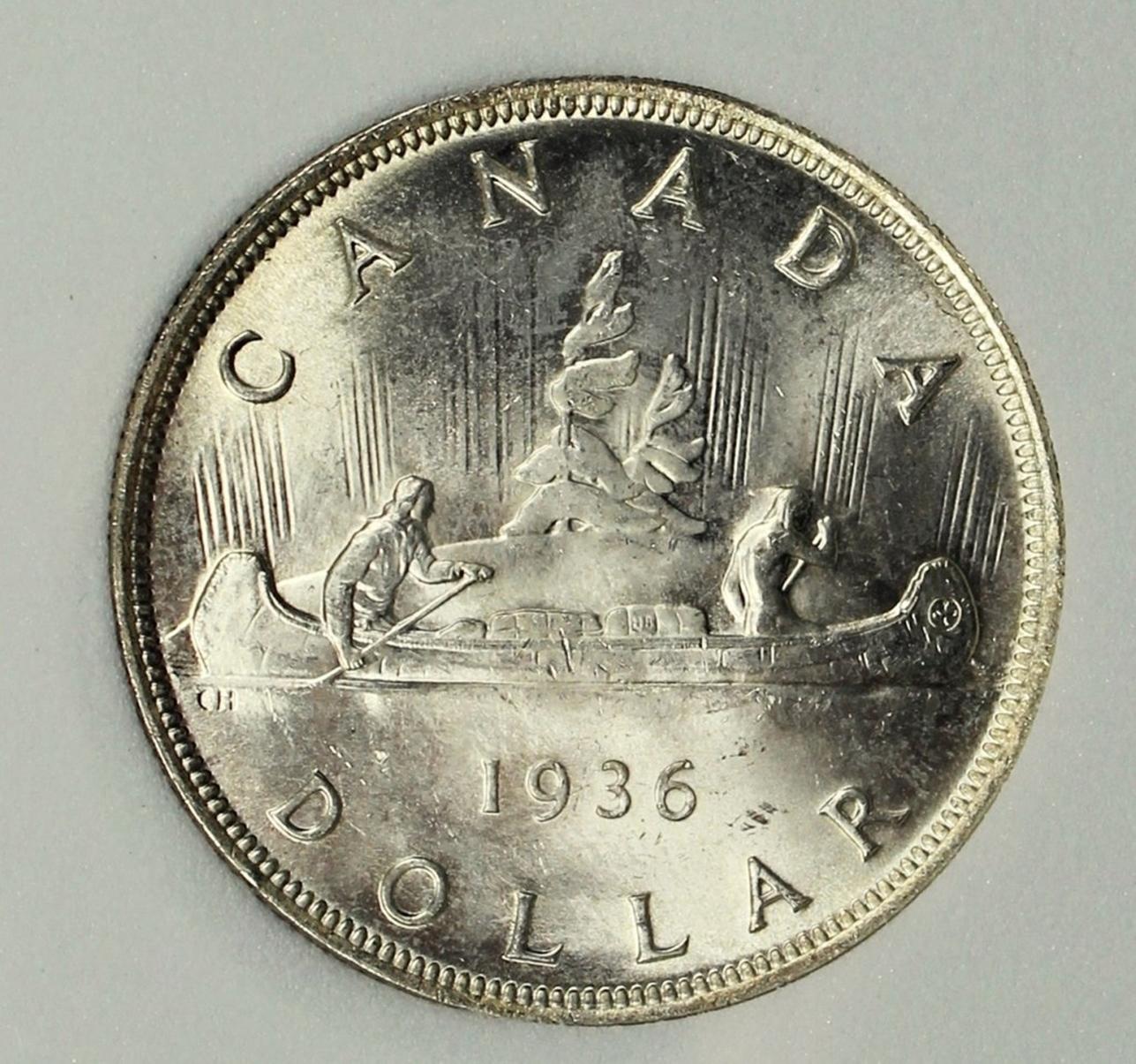 1936 CANADA SILVER DOLLAR PNA