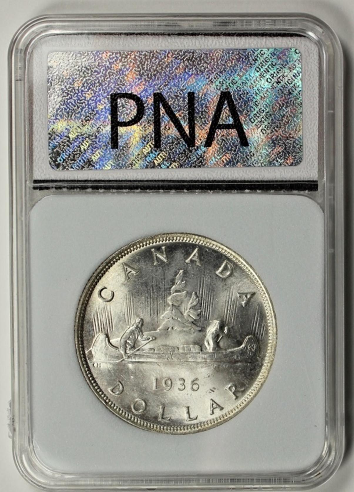 1936 CANADA SILVER DOLLAR PNA