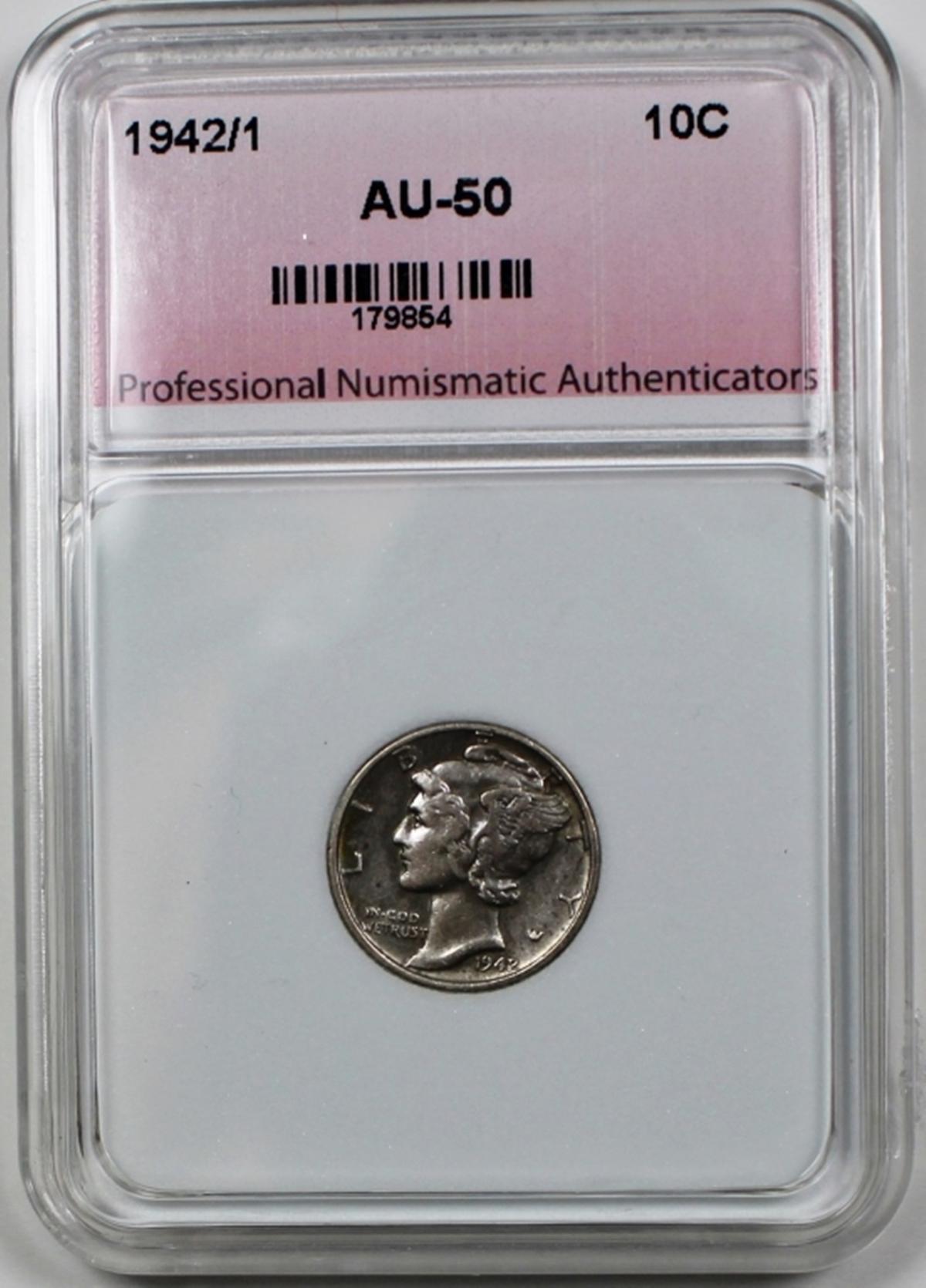 1942/1 MERCURY SILVER DIME PNA