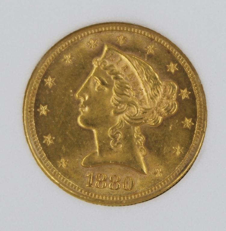 1880-S $5 GOLD