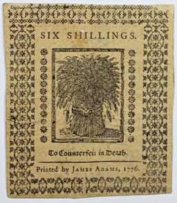 1/1/1776 6 SHILLINGS DELAWARE