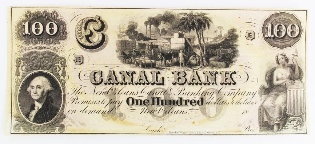 1860'S $100 CANAL BANK