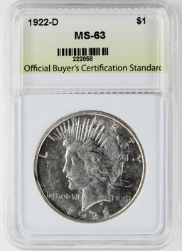 1922-D PEACE SILVER DOLLAR