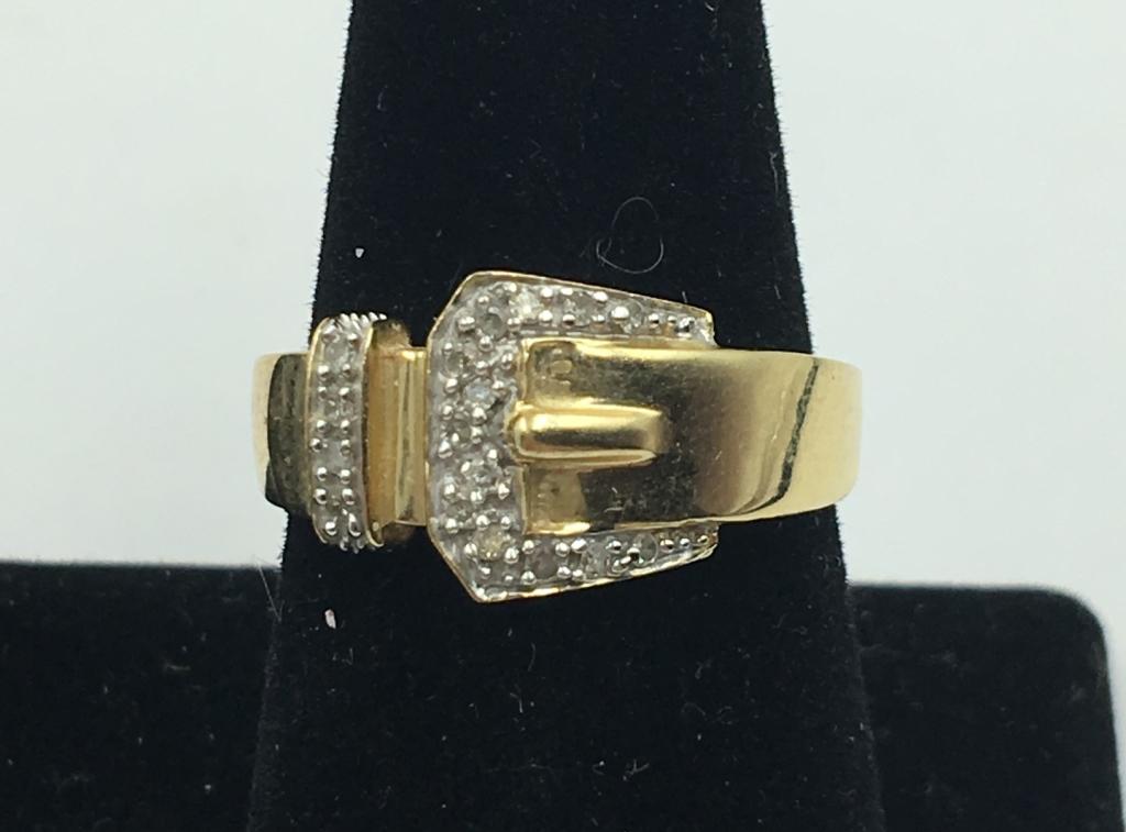 14K Y GOLD RING WITH DIAMOND ACCENTS