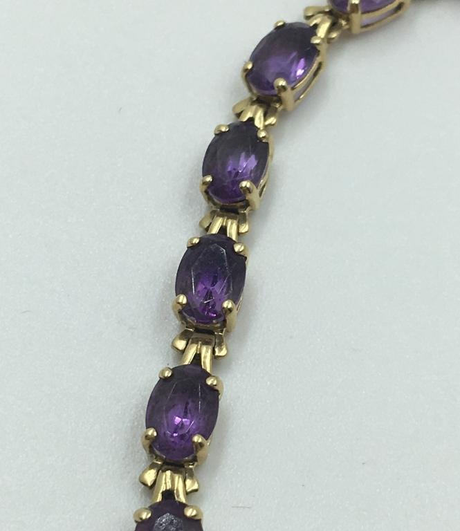 14K Y GOLD AMETHYST BRACELET, 8" LONG