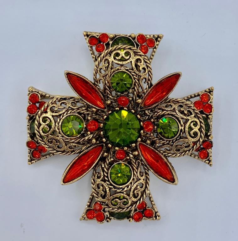 SIGNED EMMONS MALTESE CROSS BROOCH/PIN