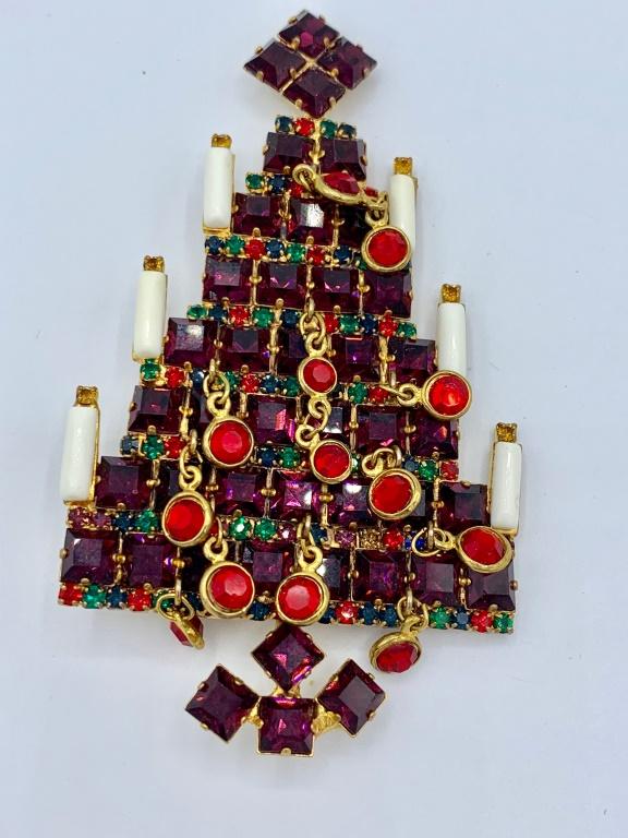 VASARI RHINESTONE CHRISTMAS TREE PIN/BROOCH