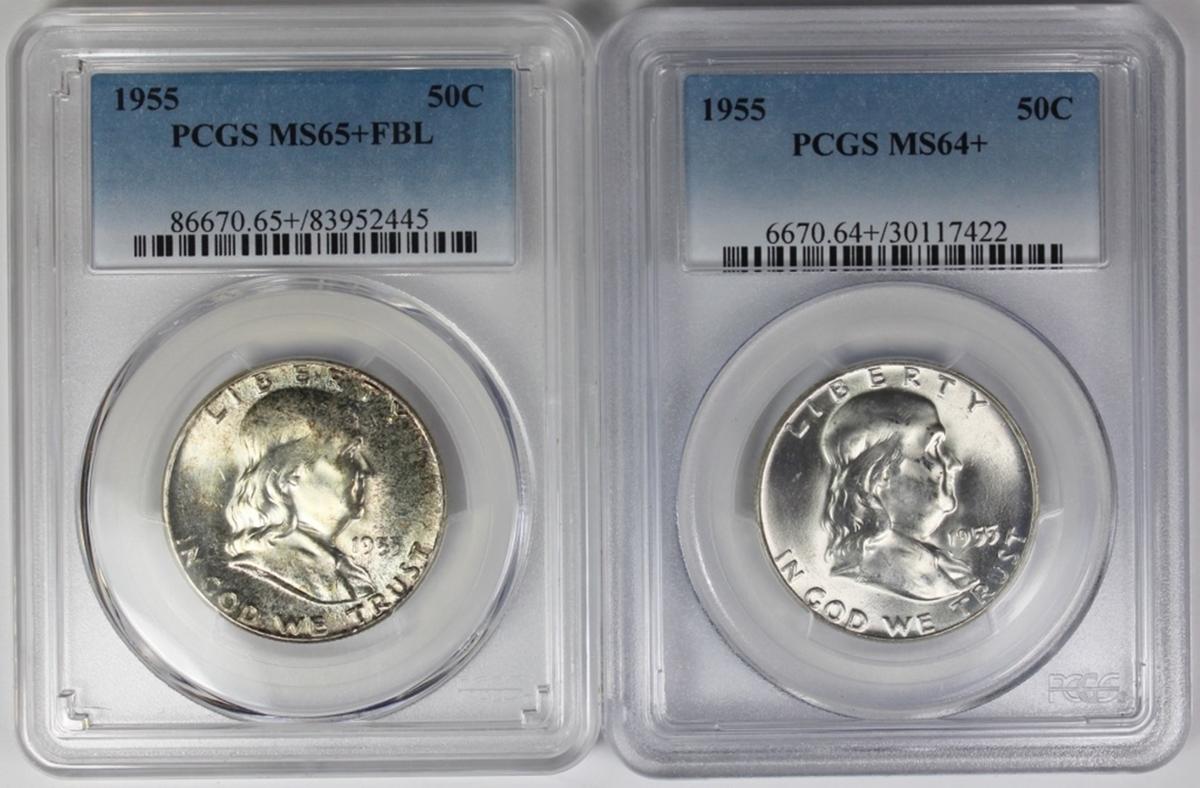 TWO FRANKLIN HALF DOLLARS: