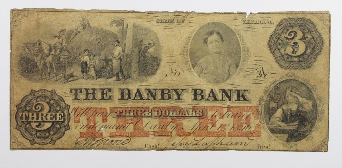 1856 $3 DANBY BANK VERMONT