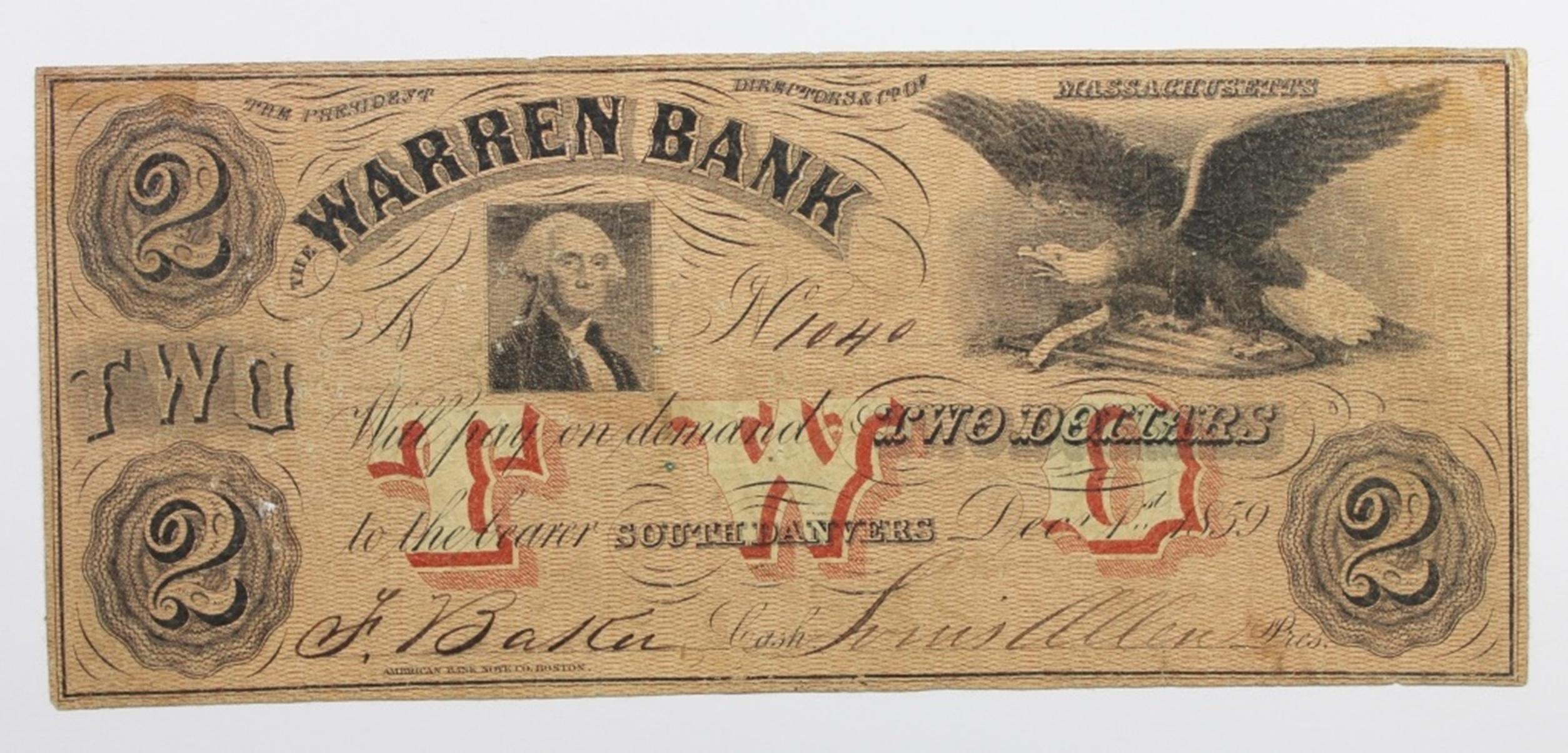 1859 $2 WARREN BANK