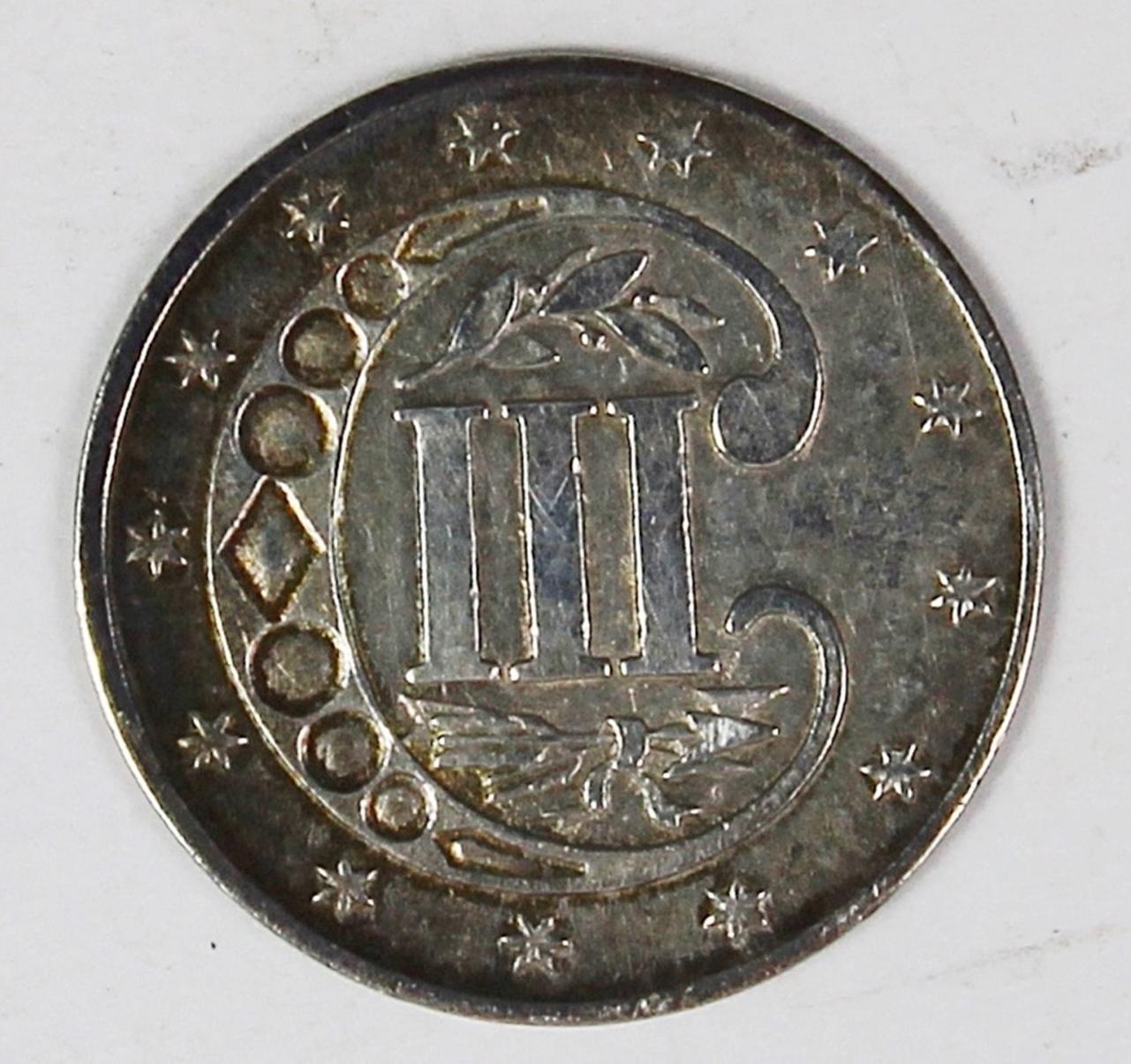 1854 TYPE TWO THREE CENT SILVER
