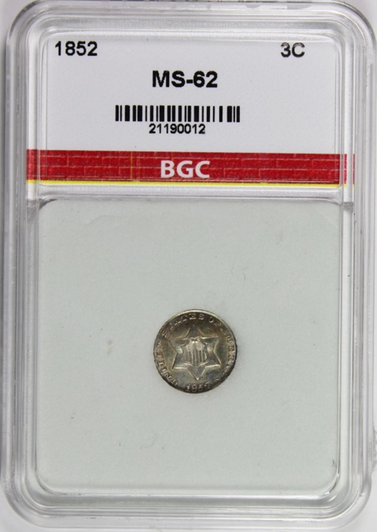 1852 THREE CENT SILVER