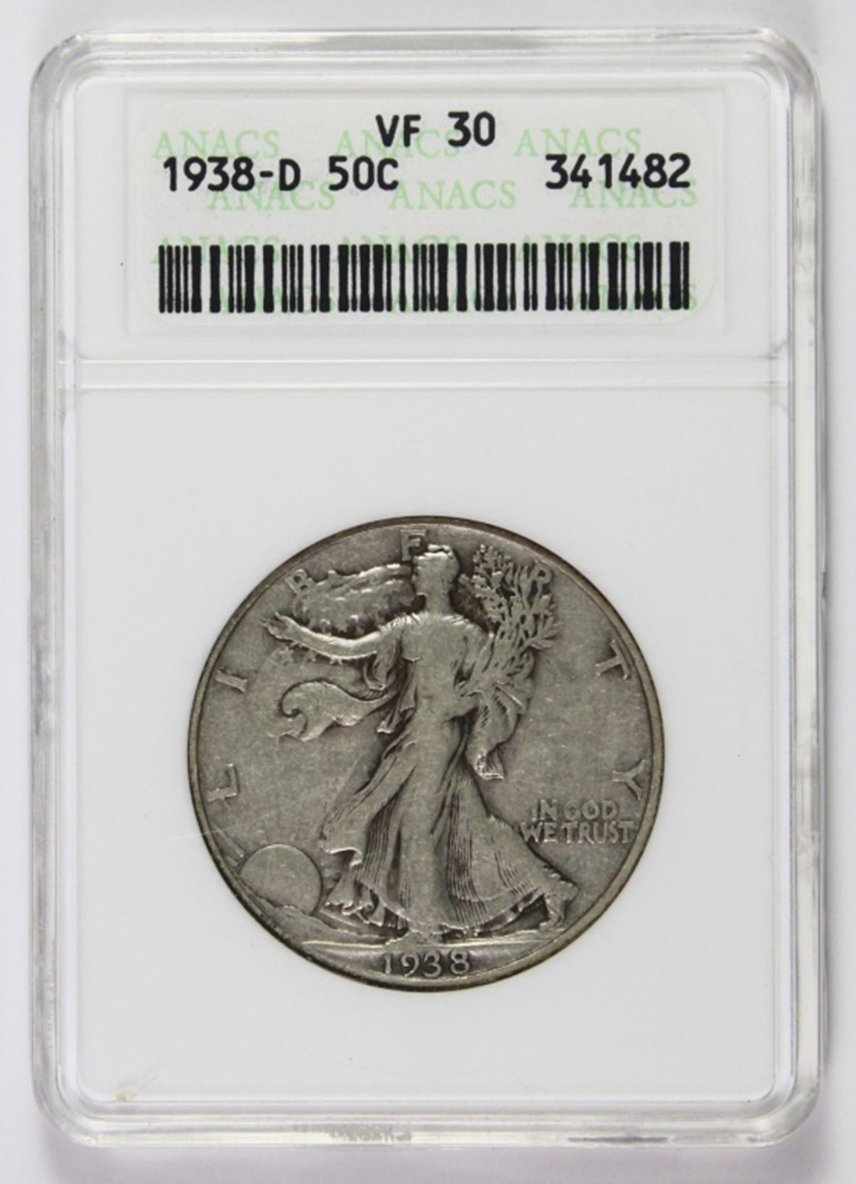 1938-D WALKING LIBERTY HALF DOLLAR