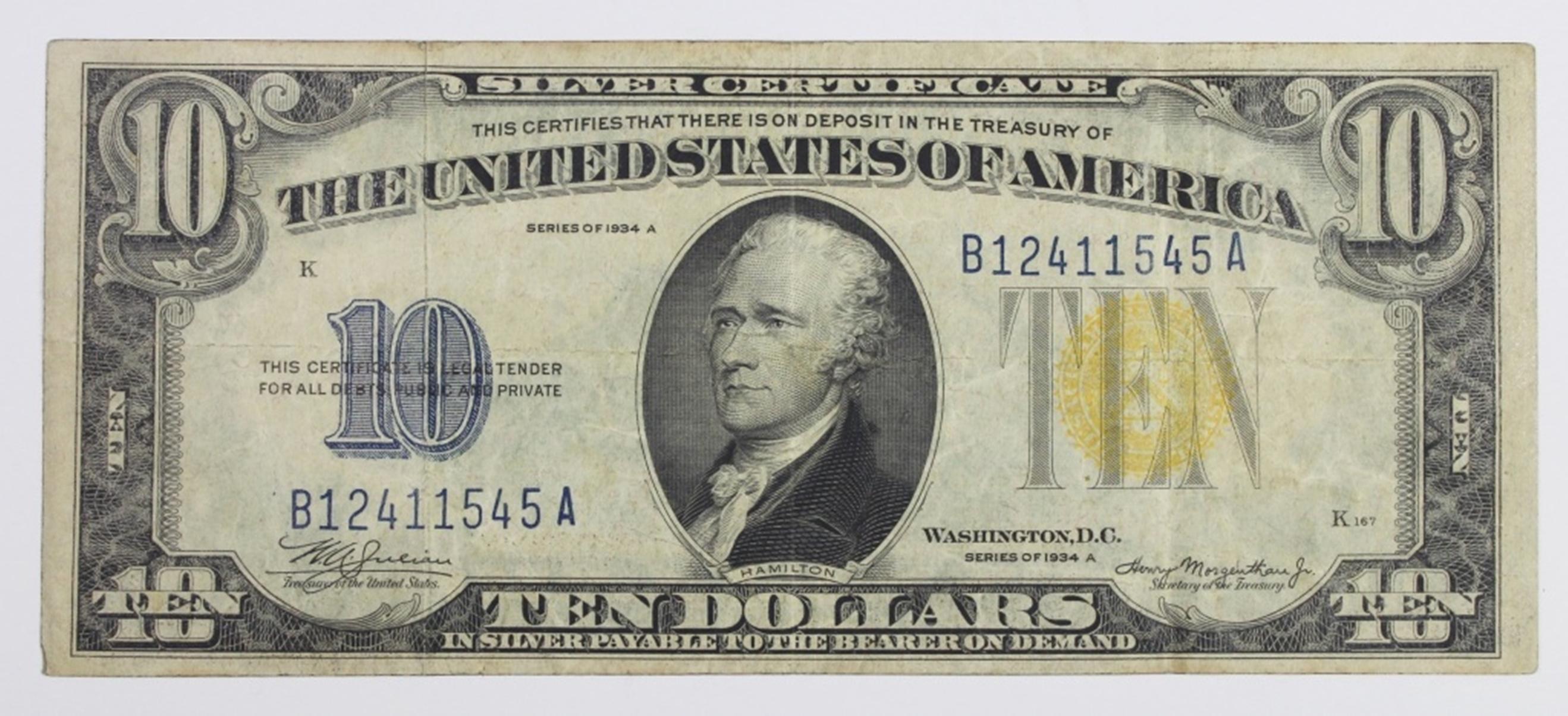 1934-A $10.00 SILVER CERTIFICATE