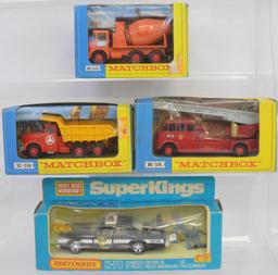 Four Matchbox Super Kings vehicles in original boxes