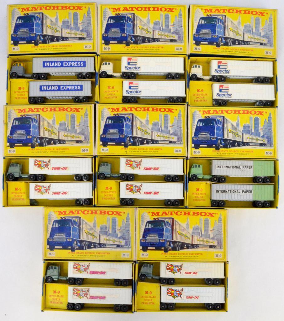 Eight Matchbox M-9 Inter State Double Freighter 2 Packs Custom Decorated in original boxes