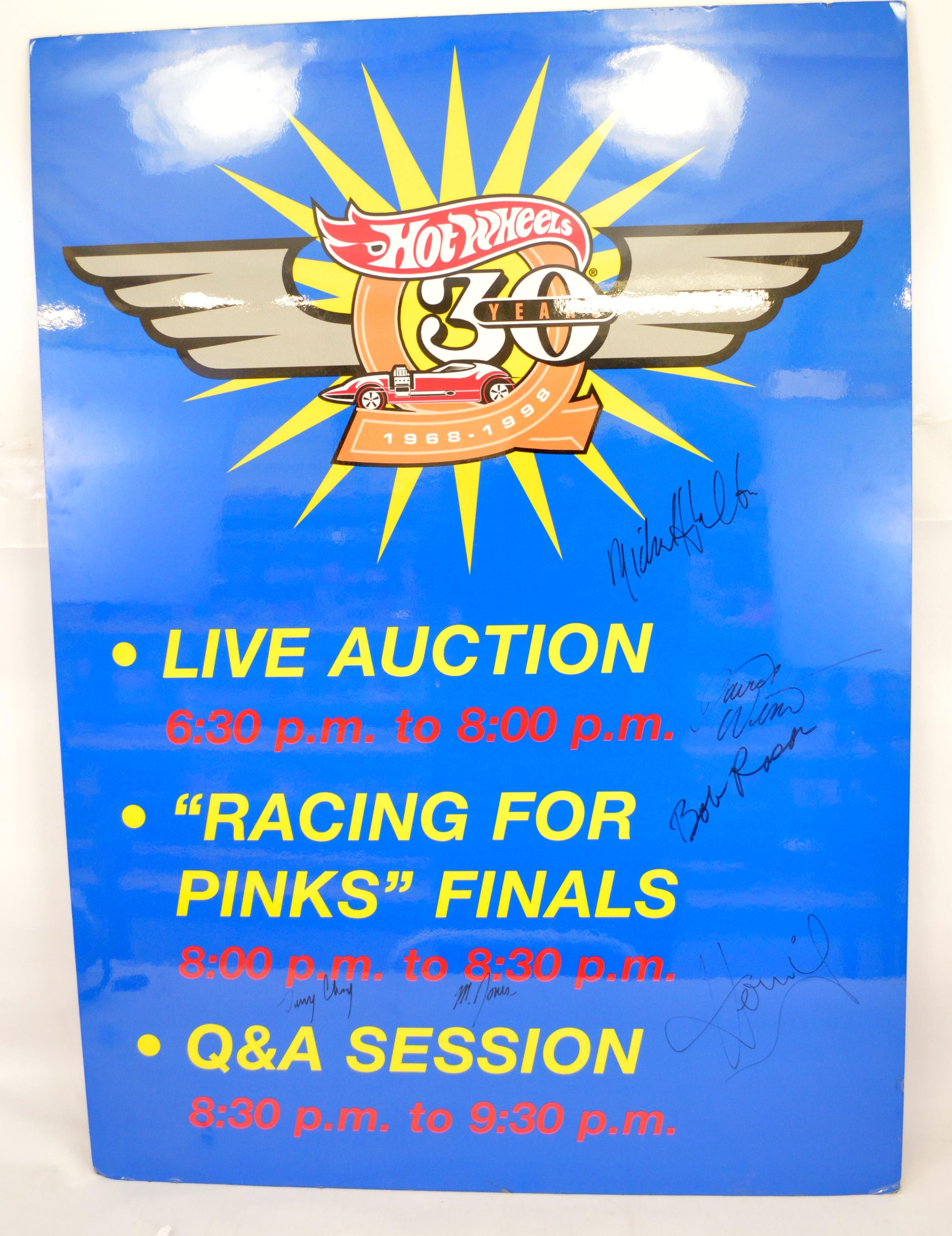 Rare 1998 Hot Wheels 30th anniversary convention event board Signed by several icons