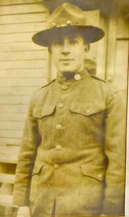 WWI US Soldier framed and matted photograph