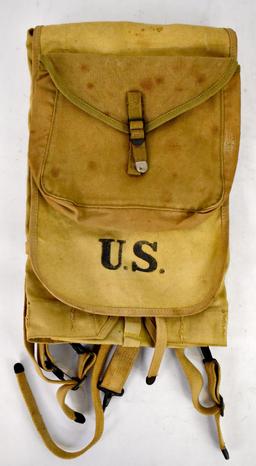 WWI US Canvas Field Equipment Ammunition Belt Pouches Haversack etc