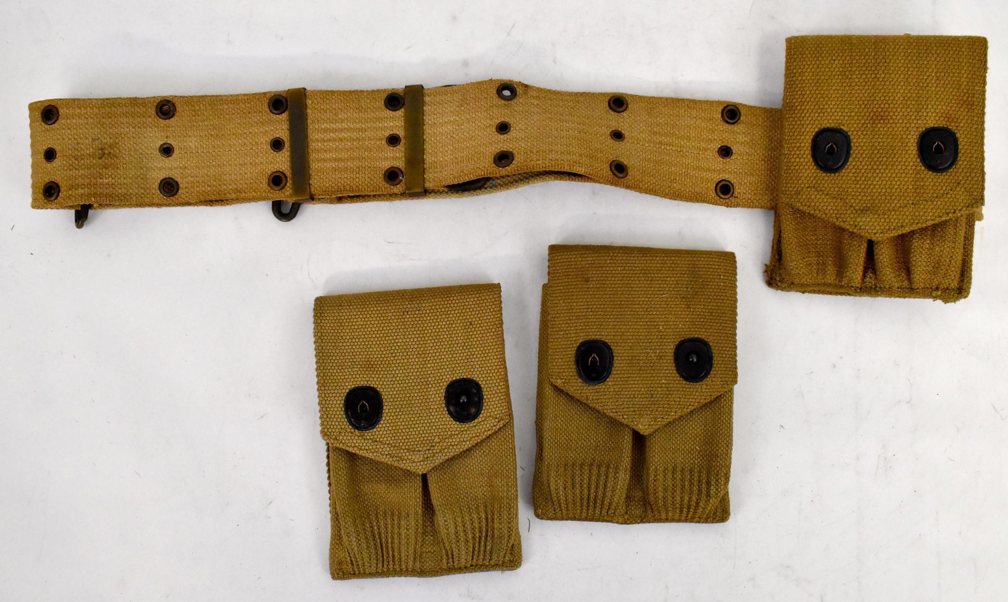 WWI US Canvas Field Equipment Ammunition Belt Pouches Haversack etc