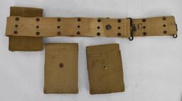 WWI US Canvas Field Equipment Ammunition Belt Pouches Haversack etc