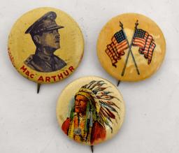 Small group of vintage pinbacks from the 1940's and older