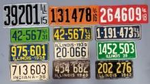 Group of vintage Illinois license plates from 1915-1942