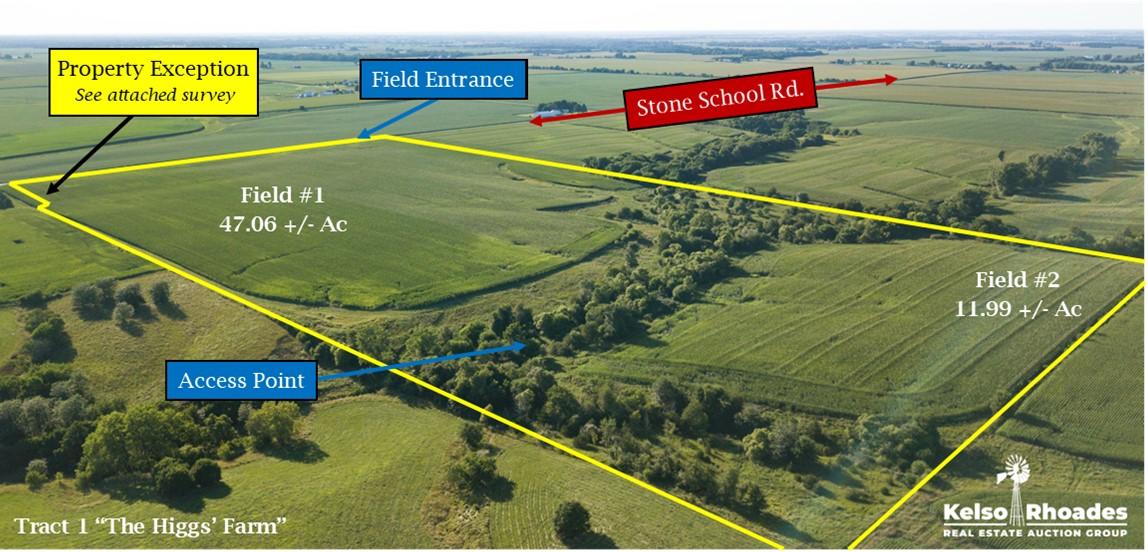 Tract 1:  The Higgs' Farm - 78.36 +/- Acres