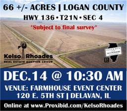 Logan County Farmland Auction 66 +/- Acres