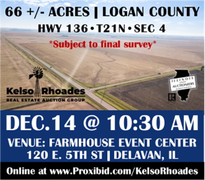 Logan County Farmland Auction 66 +/- Acres