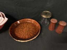 Mixing bowls, Serving platter and some pepper shakers